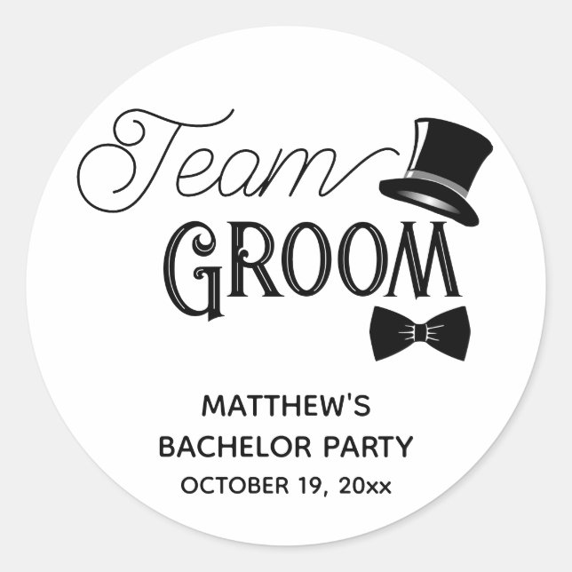 Bachelor Party Team Groom Wedding Classic Round Sticker (Front)