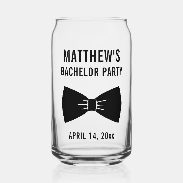 Bachelor Party Tuxedo Bow Tie Wedding Favour Beer Can Glass (Front)