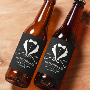 Bachelor Party Tuxedo Suit Bowtie Black Wedding Beer Bottle Label
