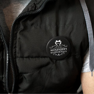 Bachelor Party Tuxedo Tie Black 6 Cm Round Badge