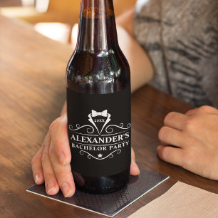 Bachelor Party Tuxedo Tie Black Beer Bottle Label