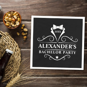 Bachelor Party Tuxedo Tie Black Paper Napkin