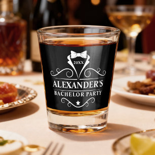 Bachelor Party Tuxedo Tie Black  Shot Glass