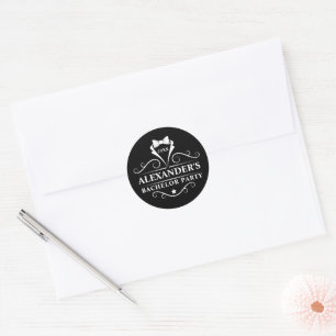 Bachelor Party Tuxedo Tie Black Small Classic Round Sticker