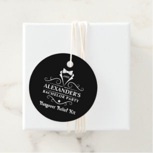 Bachelor Party Tuxedo Tie Hangover Round Favour Tags