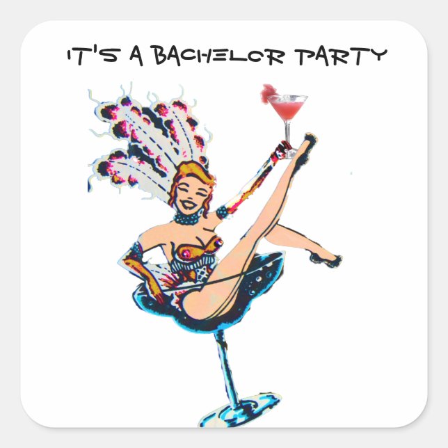Bachelor Party Vegas Casino Showgirl Square Sticker (Front)