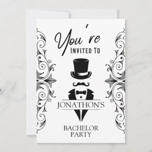 Bachelor Party Vintage Tuxedo  Invitation