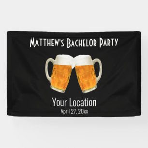 Bachelor Party Wedding Beer Cheers Black Banner