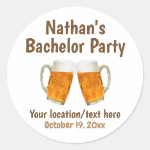Bachelor Party Wedding Beer Cheers Classic Round Sticker