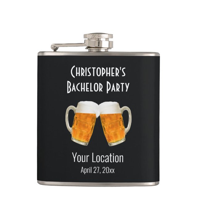 Bachelor Party Wedding Beer Cheers Hip Flask (Front)