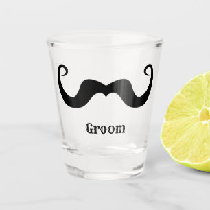Bachelor party / wedding black curly moustache shot glass