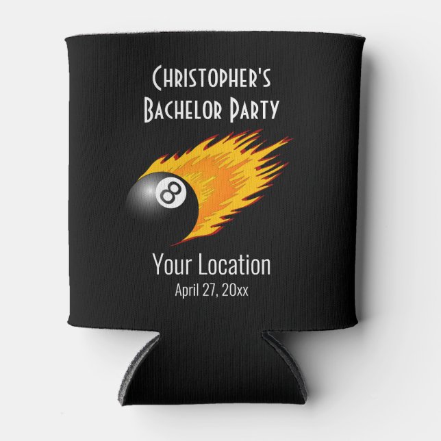 Bachelor Party Wedding Favour 8 Ball Pool Billiard Can Cooler (Front)