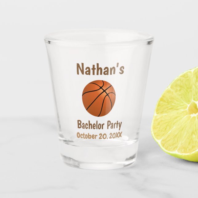 Bachelor Party Wedding Favour Basketball Shot Glass (Front)