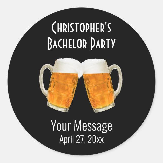 Bachelor Party Wedding Favour Beer Cheers Classic Round Sticker (Front)