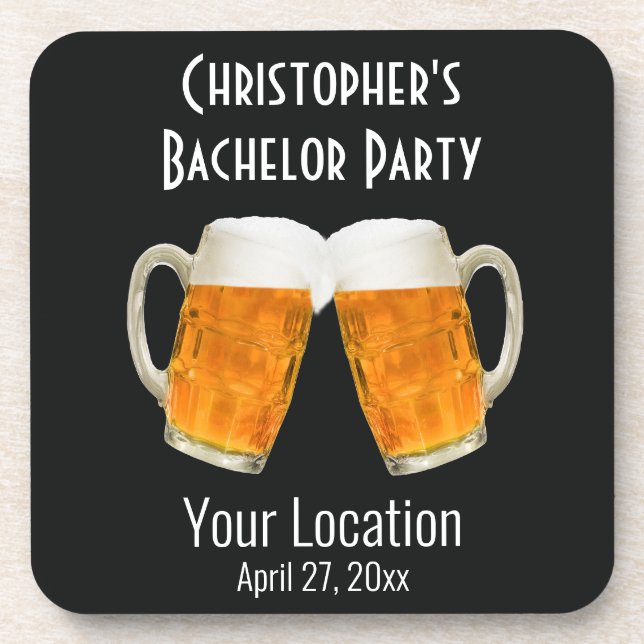 Bachelor Party Wedding Favour Beer Cheers Coaster (Front)