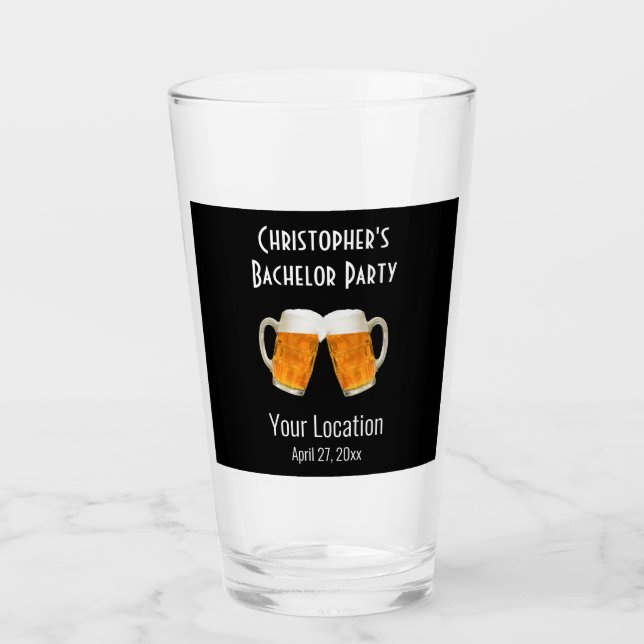 Bachelor Party Wedding Favour Beer Cheers Glass (Front)