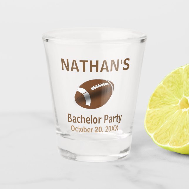 Bachelor Party Wedding Favour Football Shot Glass (Front)