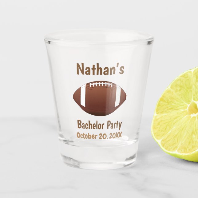 Bachelor Party Wedding Favour Football Shot Glass (Front)