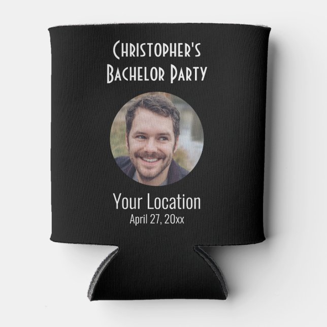 Bachelor Party Wedding Favour Groom Photo Can Cooler (Front)