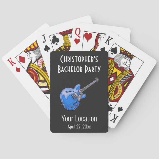 Bachelor Party Wedding Favour Guitar Playing Cards (Back)