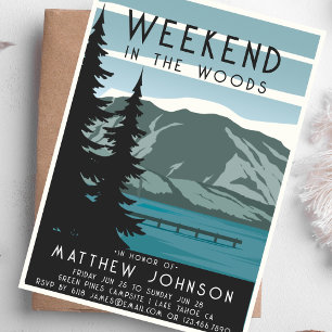 Bachelor Party Weekend in the Woods Camping Forest Invitation