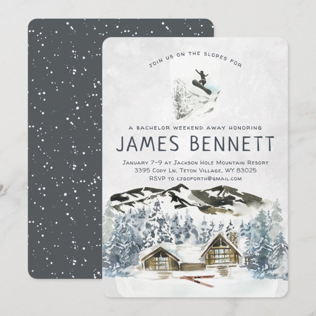 Bachelor Party Weekend Ski Trip Invitation (Front/Back)