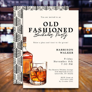 Bachelor Party Whiskey Theme Old Fashioned Elegant Invitation