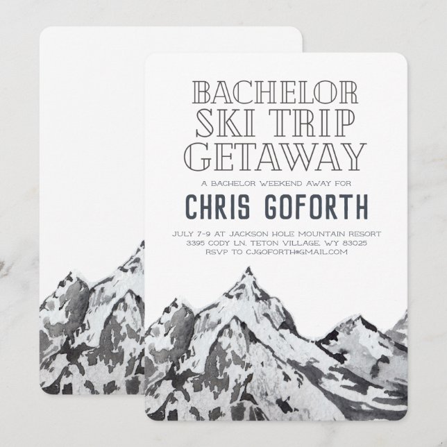 Bachelor Ski Trip Weekend Getaway Invitation (Front/Back)