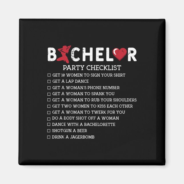 Bachelor Supplies Party Checklist Groom Groomsmen  Magnet (Front)