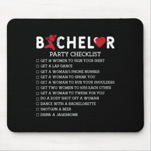 Bachelor Supplies Party Checklist Groom Groomsmen  Mouse Mat