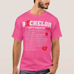 Bachelor Supplies Party Checklist Groom Groomsmen T-Shirt