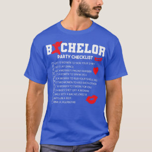 Bachelor Supplies Party Checklist Groom Groomsmen T-Shirt