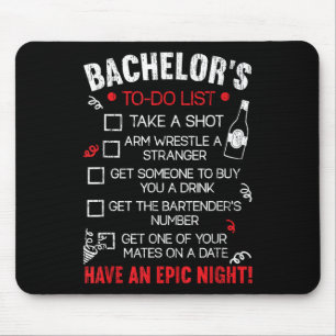 Bachelor To Do List Groom Bride Party Funny Bachel Mouse Mat