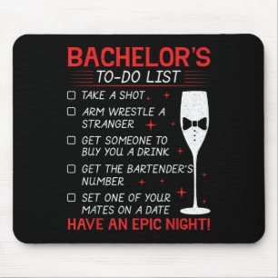 Bachelor To Do List Groom Bride Party Funny Bachel Mouse Mat
