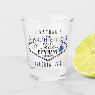 Bachelor - Vegas Poker Style -Dark Blue Shot Glass