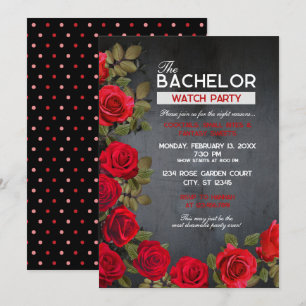 Bachelor Watch Party Invitation, 5" x 7" (black) I Invitation
