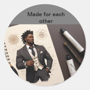 Bachelor wedding suit  classic round sticker