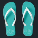 Bachelore party big day getaway teal destination flip flops<br><div class="desc">It's a Big Day Getaway bachelorette party! And everyone needs matching accessories like these adorable personalised teal flip flops. Perfect for a girls weekend at the beach, a trip to Vegas, a wine weekend, a spa getaway and more destination celebrations, these coral pink sandals coordinate with the entire Lea Delaveris...</div>