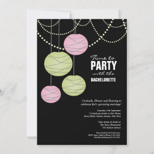 Bachelorette 5x7 Party Pink Green Paper Lanterns Invitation