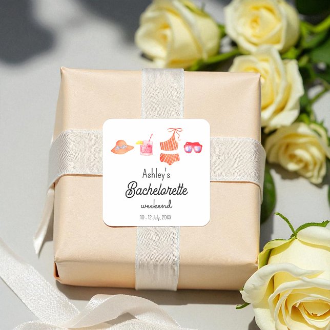Bachelorette Beach Bikini Weekend  Square Sticker (Creator Uploaded)