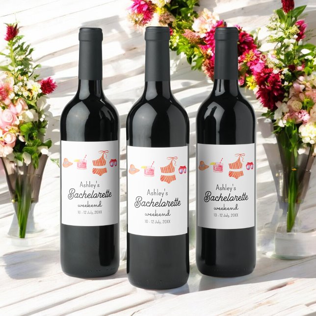 Bachelorette Beach Bikini Weekend  Wine Label (Creator Uploaded)