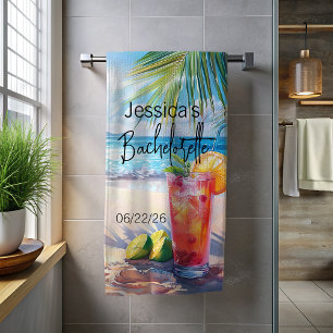 Bachelorette Beach Monogram Cocktail Seascape Towel
