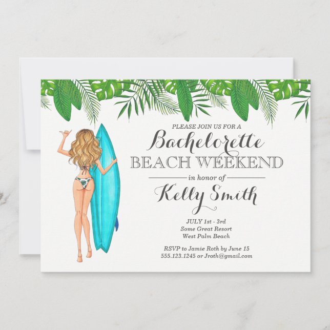Bachelorette Beach Party Invitation (Front)