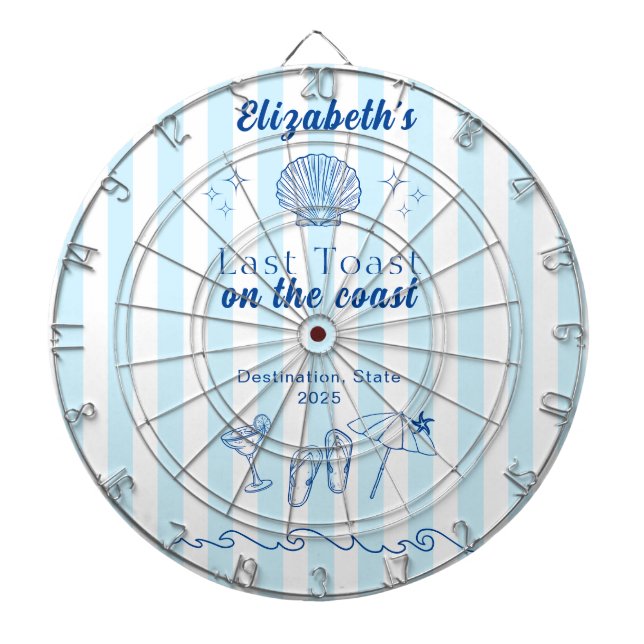 Bachelorette Beach Party Last Toast On the Coast Dartboard (Front)