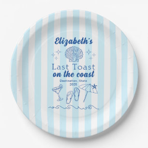 Bachelorette Beach Party Last Toast On the Coast Paper Plate