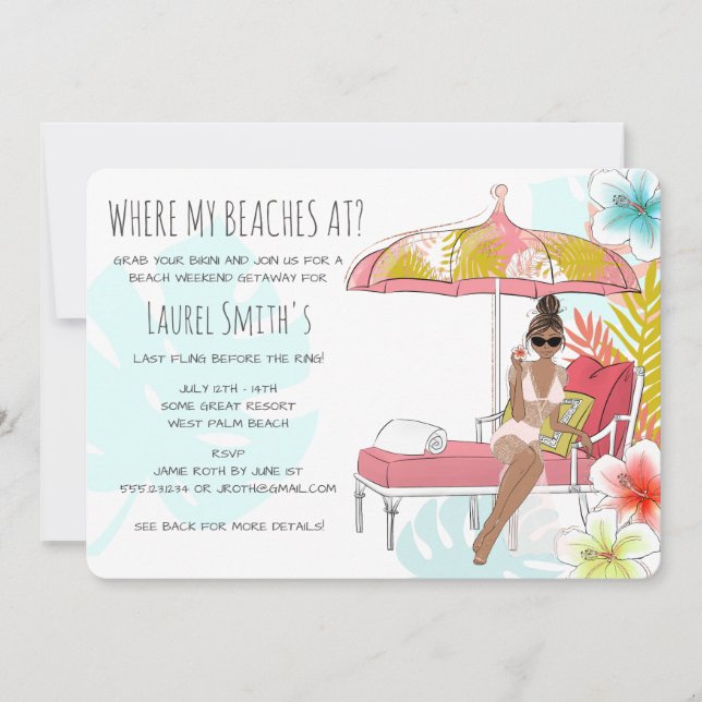 Bachelorette Beach Weekend Getaway Invitation (Front)