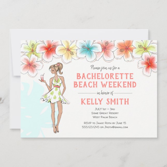 Bachelorette Beach Weekend Getaway Invitation (Front)
