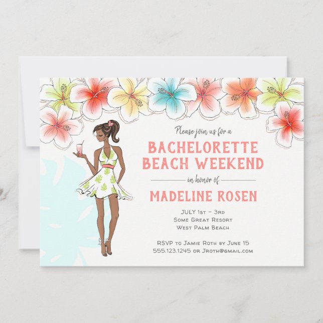 Bachelorette Beach Weekend Getaway  Invitation (Front)