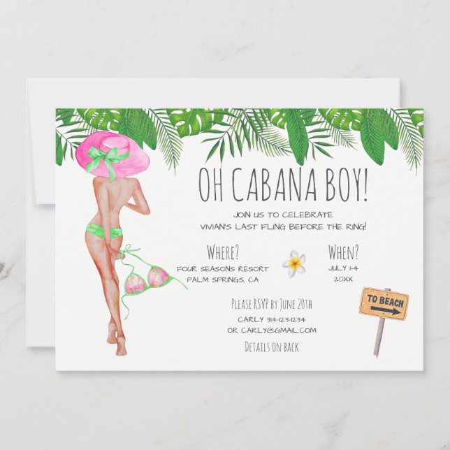 Bachelorette Beach Weekend Itinerary  Invitation (Front)