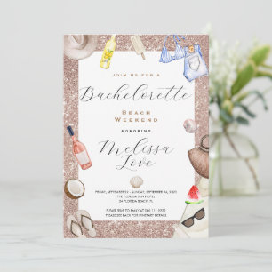 Bachelorette beach Weekend Itinerary Invitation